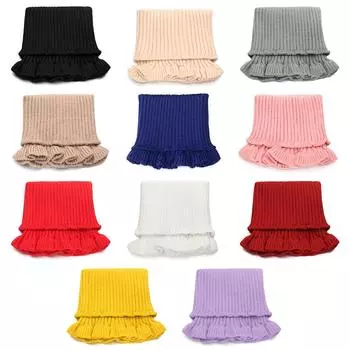 Женский ветрозащитный с деревянными ушками водолазка теплый шарф вязаный поддельный воротник чёрный