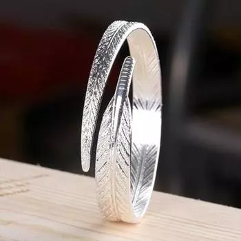 Женский винтажный браслет-манжета с перьями и регулируемым открытием, ювелирные изделия