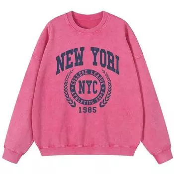 Женский винтажный хлопковый свитшот пуловер с графикой города Нью-Йорк 1985, модный тонкий стиль, модные повседневные топы S