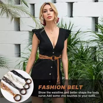 Женский винтажный изысканный повседневный аксессуар в стиле бохо, плетеный пояс, тканый кофейный