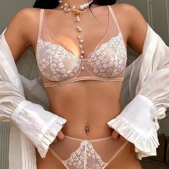 Женский винтажный комплект нижнего белья во французском стиле, ультратонкий дышащий комплект из бюстгальтера и трусиков с цветными блоками, комплект кружевного нижнего белья, минимайзер, комплект с бюстгальтером пуш-ап S