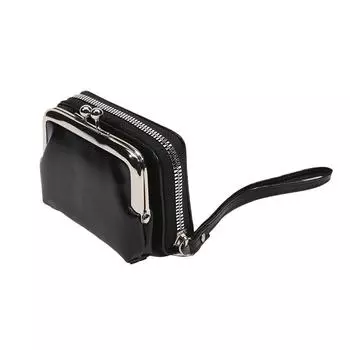 Женский винтажный кошелек с пряжкой, держатель для кредитных карт, 4-дюймовая молния, легкий кожаный клатч-кошелек One Size чёрный