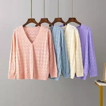 Женский вискозный кардиган с длинными рукавами, однотонный пуловер на пуговицах с V-образным вырезом, топы из тонкого ледяного шелка, шифоновые блузки, рубашки, дышащий трикотаж one size белый