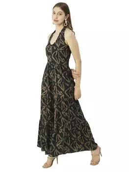 Женский вискозный комбинезон с принтом Moomaya Летний комбинезон с вырезом на шее из вискозы L зелёный