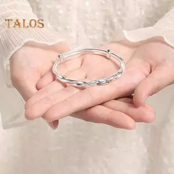 Женский витой браслет, двухслойный, гладкая поверхность, медный, посеребренный, регулируемый, легкий, дизайн, для особых случаев, на день рождения, на Рождество, подарок серебряный