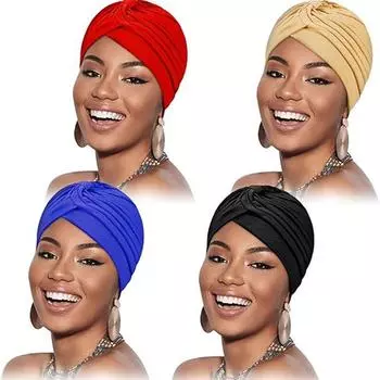 Женский витой платок Баотоу: Индийская и африканская шляпа без полей для химиотерапии One Size темно-фиолетового