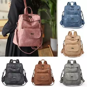 Женский водонепроницаемый рюкзак Anti-Theft из искусственной кожи для путешествий и школьной сумки через плечо чёрный