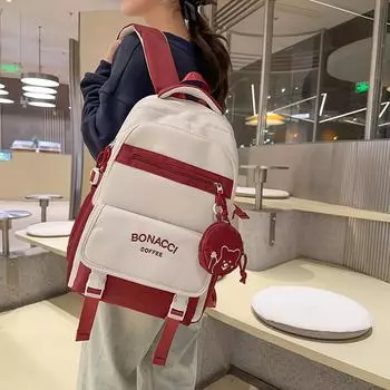 Женский водоотталкивающий рюкзак большой вместимости в стиле кампуса, студенческий рюкзак контрастного цвета светло-фиолетовый