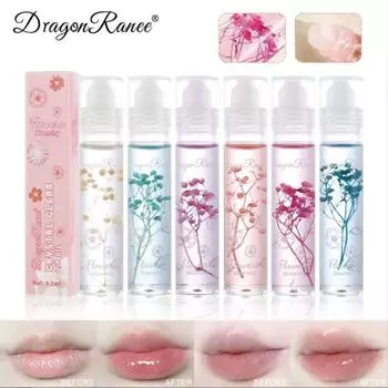 Женский водостойкий блеск для губ, цветочная помада, изменение цвета, желейная помада, увлажняющий крем, цветочное масло для губ, прозрачное бесцветное масло для губ