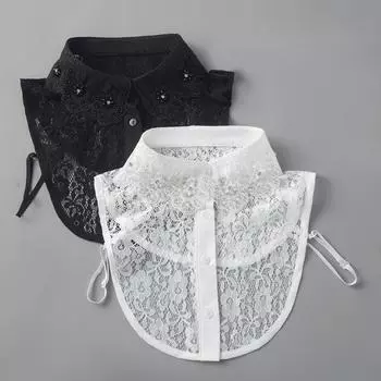 Женский воротник-подделка с кружевом, воротник-подделка с декоративным круглым вырезом, рубашка-свитер, воротник-подделка