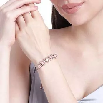 Женский восьмиугольный браслет Estele из розового золота с CZ Ossum и мятно-розовыми кристаллами