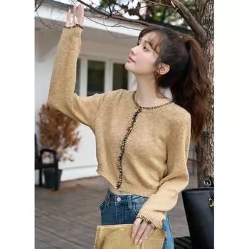 Женский вязаный кардиган Mishow, осень 2023, новый корейский стиль, винтажная универсальная одежда с длинными рукавами, топы MXC41Z0098