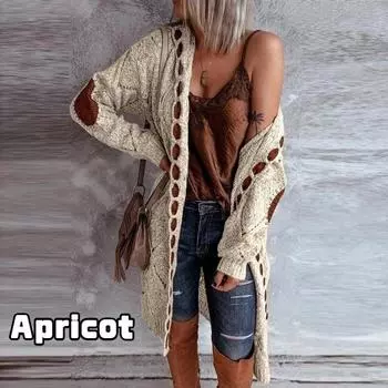 Женский вязаный кардиган с длинным рукавом, повседневный свитер с капюшоном, винтажный элегантный свитер, пальто, осень-зима, уличная одежда, свитер с капюшоном, пальто большого размера S хаки