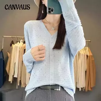 Женский вязаный кардиган с тонкими секциями, ажурная блузка, свитер на весну и осень, куртка с длинными рукавами M небесно-голубой