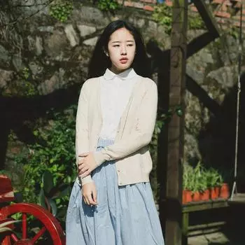 Женский вязаный кардиган: Свободный крой, однотонный, мерсеризованный хлопок, идеально подходит для весны и осени. 2XL дыня/красный