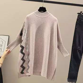 Женский вязаный пуловер, зимний свитер, женский осенне-зимний полосатый повседневный женский свитер с длинными рукавами