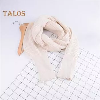 Женский вязаный шарф с рукавом, осенне-зимний теплый кардиган-шаль, однотонный утолщенный длинный вязаный платок темно-зеленого