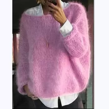 Женский вязаный свитер 2025: Европейская и американская осенне-зимняя мода, повседневный топ M