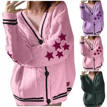 Женский вязаный свитер с длинным рукавом и открытой передней частью, кардиган на пуговицах, свободная женская верхняя одежда L зелёный