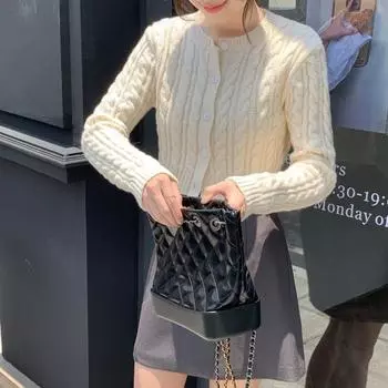 Женский вязаный свитер с длинными рукавами Design sense, короткий, с круглым вырезом, кардиган с жареным тестом, универсальный женский свитер One Size зелёный