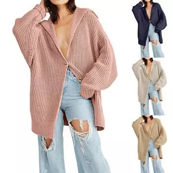 Женский вязаный свитер с длинными рукавами и открытой передней частью, кардиган на пуговицах, свободная верхняя одежда L белый