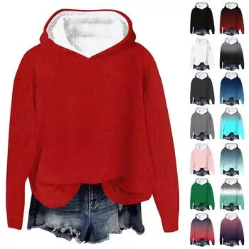 Женский вязаный свитер, симпатичная рубашка, осенний свитер с круглым вырезом, топы, толстовка с капюшоном M розовый