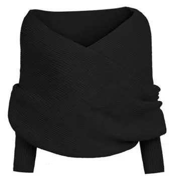 Женский вязаный свитер, топы, шарф с рукавами, зимние теплые шарфы-шали One Size