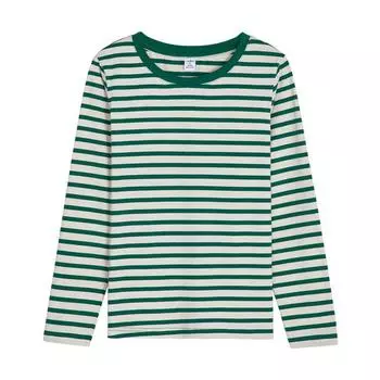 Женский вязаный свитер в полоску с длинным рукавом, весна-осень, базовые повседневные топы, женская уютная хлопковая футболка, рубашка в стиле Харадзюку XXXL зелёный