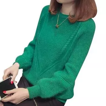 Женский вязаный свитер, весна-осень, однотонный свитер, женский свитер с длинным рукавом и круглым вырезом, женские пуловеры S белый