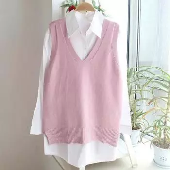 Женский вязаный свитер, жилет с v-образным вырезом, однотонный пуловер без рукавов, свободный вязаный жилет средней длины, весна-осень, офисная женская пригородная одежда жёлтый