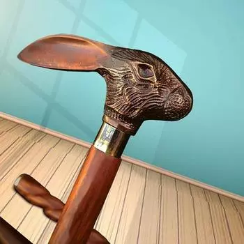 Женский выбор, туманность, голова кролика, дизайнерский стиль, ручка, деревянная трость, трость