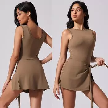 Женский высококачественный комбинезон для защиты от воздействия окружающей среды, цельный костюм для йоги, подходящий для бега/фитнеса/тенниса/тренировок S чёрный