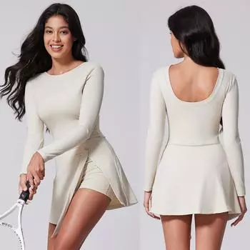 Женский высококачественный комбинезон для защиты от воздействия окружающей среды, цельный костюм для йоги, подходящий для бега/фитнеса/тенниса/тренировок S чёрный