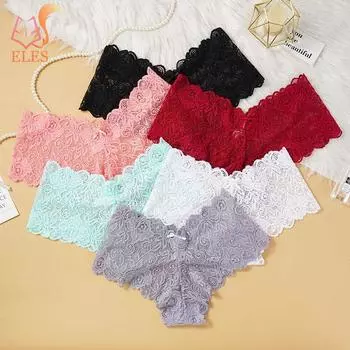 Женский взгляд Интимные вещи Сексуальные трусики Женские трусики с V-образной талией Кружевное нижнее белье Цветочное нижнее белье S