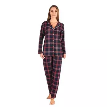 Женский замшевый пижамный комплект Estiva в клетку квадратной длины на пуговицах