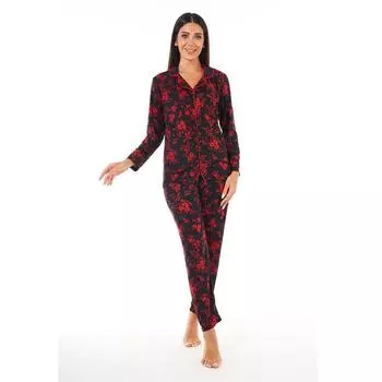Женский замшевый пижамный комплект на пуговицах с цветочным узором Estiva