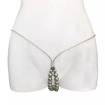 Женский зажим для половых губ, массажер, штаны целомудрия, из нержавеющей стали, бусины, игрушки для пары