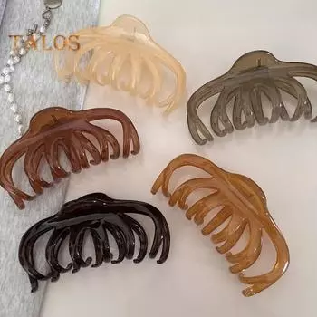 Женский зажим для волос с когтями большого размера, пластиковый зажим для волос, зажим для волос на затылке, инструмент для укладки, аксессуар для волос бежевый
