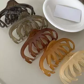 Женский зажим для волос с когтями большого размера, пластиковый зажим для волос, зажим для волос на затылке, инструмент для укладки, аксессуар для волос светло-серый