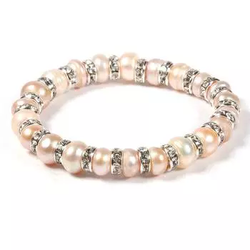 Женский жемчужный браслет из искусственного жемчуга для свадебной вечеринки, одежда, украшения 19cm розовый