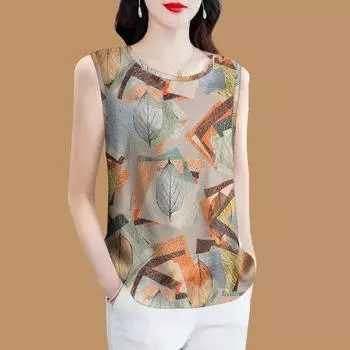 Женский жилет без рукавов для летней моды, рубашка с короткими рукавами с прикрытием живота, свободный повседневный стиль S