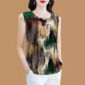 Женский жилет без рукавов, летний новый стиль, антивозрастная футболка с короткими рукавами, модный S