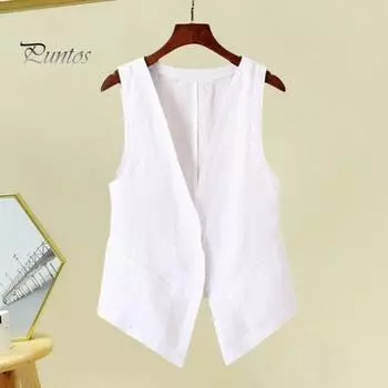 Женский жилет без рукавов, однобортный, короткий, в западном стиле, винтажный кардиган, чистый цвет, глубокий V-образный вырез, повседневная повседневная одежда, женский жилет XL чёрный