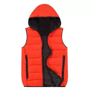 Женский жилет без рукавов, пальто, куртка без рукавов для женщин, модный теплый зимний жилет с капюшоном S оранжевый