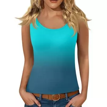 Женский жилет без рукавов с глубоким вырезом, футболка с U-образным вырезом, подтяжки L синий