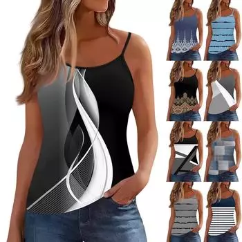 Женский жилет без рукавов с глубоким вырезом, футболка с U-образным вырезом, подтяжки L чёрный