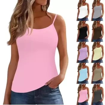 Женский жилет без рукавов с глубоким вырезом, футболка с U-образным вырезом, подтяжки M чёрный