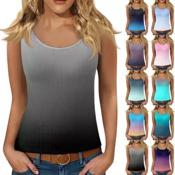 Женский жилет без рукавов с глубоким вырезом, футболка с U-образным вырезом, подтяжки L чёрный