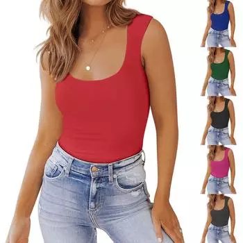 Женский жилет без рукавов с круглым вырезом, свободный повседневный летний струящийся топ, жилет L чёрный