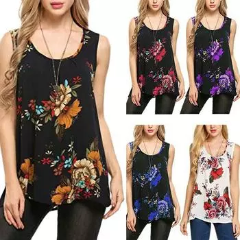 Женский жилет без рукавов с круглым вырезом и принтом больших размеров, свободная футболка, блузка L белый